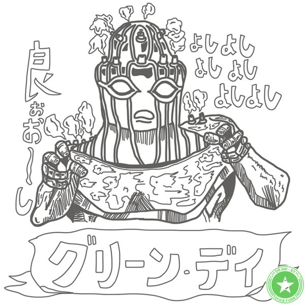 『デザインが好きなジョジョのスタンド』⑮ グリーン・デイのiPad絵の下絵の画像です。