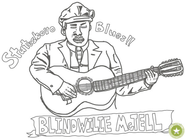 Blind Willie McTell - "Statesboro Blues" iPadで描いたブラインド・ウィリー・マクテルの下絵のイラスト画像
